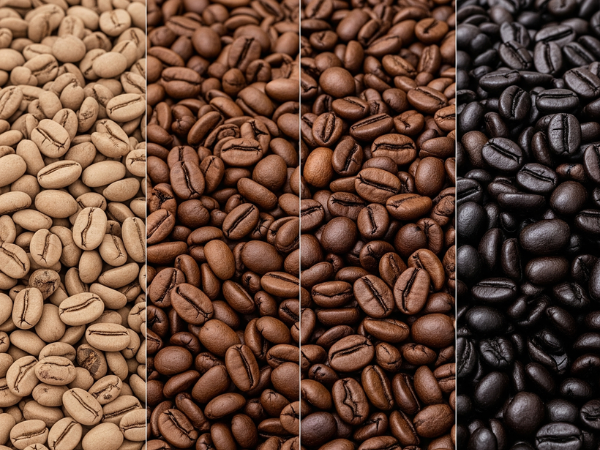 comparing different coffee bean roast levels