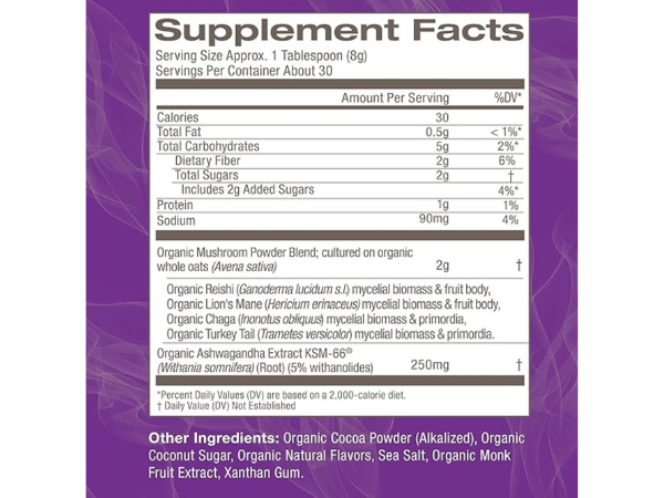 nutrition facts on label Om Mushroom Coffee