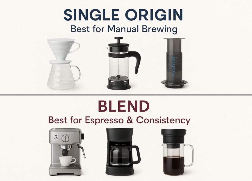 Discover the real differences between single origin vs blend coffee. Learn which type matches your taste, brewing method, and budget in this complete 2025 guide.